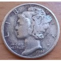 1944S USA silver Mercury dime