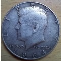 1964D USA Kennedy half dollar, silver