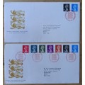 1989 Great Britain Machin 2 FDCs & 7 MNH stamps