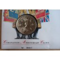 1993 Great Britain Coronation numbered FDC with £10 stamp & £5 brilliant UNC coin