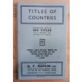 Vintage G.F. Rapkin `Titles of Countries` gummed labels for stamp albums, partially used
