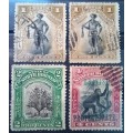 North Borneo 4 used stamps 1 (x2), 2 & 4 cents