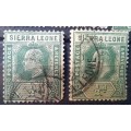 Sierra Leone Edward VII lot of 4 used & 1 MH stamp