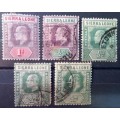 Sierra Leone Edward VII lot of 4 used & 1 MH stamp