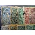 1874-1898 Spain War Tax stamps lot of 31 used, lots of colour variation