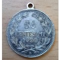 San Marino silver 50 Centesimi 1898R pendant