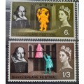 1964 Great Britain full set of Shakespeare stamps MNH