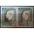 1937 SA Union 1/2D 4 blocks of 4 + pair MH colour variations