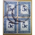 SA Union 1961 Postage Due 5c block of 4, used