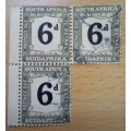 1927 SA Union Postage Due 6d block of 3 used