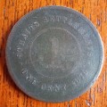 1875W Straits Settlement 1 Cent