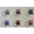 Germany Bavaria full set of 1919 Freistaat Bayern overprint stamps cancelled on large card