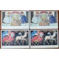 Germany Bavaria Bayern 1911 lot of 4 Konigreich colour postcards with town cancels