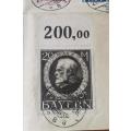 Old Germany Bayern Bavaria 1920 set of 6 high-value stamps 1M to 20M used on folded paper