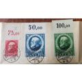 Old Germany Bayern Bavaria 1920 set of 6 high-value stamps 1M to 20M used on folded paper