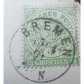 Old Germany North German Postal District folded letter Bremen to Einbeck, 1/3 Groschen 1869 stamp