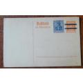 Germany 1920 unused postcard with attached reply card, prepaid surcharge 30pf / 10pf