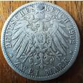 Germany Prussia silver 2 Mark 1902 holed and plugged