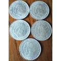 Netherlands lot of 5 silver 1 Gulden 1967 great condition