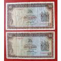 Rhodesia $5 1978 two used notes - Series M19