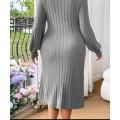 Plus Size High Neck Knitted Winter Dress Size 22