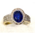 9ct Yellow Gold Ring - Blue Stone