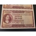High Value Banknotes ! 2 x consecutive 1961 DeKock R1 in Clean condition !