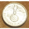 DEUTSCHES REICH - 2 SILVER REICHSMARK 1939 A  Vintage German 62.5% Ag Coin top numismatic investment