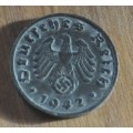 DEUTSCHES REICH 1 REICHSPFENNIG 1942 G - Rare German 100% Zinc Coin ORIGINAL THIRD REICH COLLECTIBLE