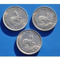 3x Crowns 1948  80% Silver ***almost UNC*** lucrative investment - your bid for the lot