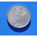 DEUTSCHLAND 5 Deutsche Mark 1951 F Silver **EF+** Germany