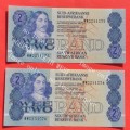 R2 1990, prefix WW, A/E, CL Stals, 1st (and only) issue ***UNC*** 2 consecutive replacement notes