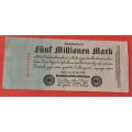 GERMANY 5 Millionen Mark 1923 - Weimar Republic DEUTSCHES REICH, Ro. 94 (Pick 95) **VF**
