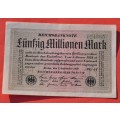 GERMANY 50 Millionen Mark 1923 - Weimar Republic DEUTSCHES REICH, Ro. 108h (Pick 109) **EF**