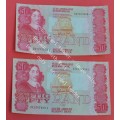 50 Rand 1984, prefixes XX and BA, A/E, GPC de Kock, 3rd issue - replacement & rare BA-serie notes AU