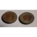 GERMANY / DEUTSCHES REICH 1 Reichspfennig 1934 G & 1 Reichspfennig 1993 A