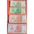 ZIMBABWE Larger collection of banknotes - Billion denomination 2008 (see list)