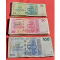 ZIMBABWE Large collection of banknotes - 10$, 20$ and 100$ denomination 2007 (see list)
