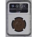 ZAR 1892 Penny - NGC Graded AU58BN - Bid Per Coin.