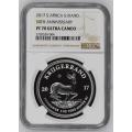 PERFECT 2017 PROOF KRUGERRAND 1oz SILVER - NGC PF70 ULTRA CAMEO - 50th ANNIVERSARY - MINTAGE = 15000
