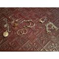 9 Carat Gold Scrap Jewellery, including chains, earrings, signet ring - 10 grams