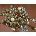Victorian 9K Gold Brooch with 36 Rose Cut Diamonds and Pearls ~ with Certificate