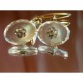 Vintage 9K Gold, Rose Cut Diamond and Clear Quartz Crystal Cufflinks ~ with Certificate