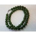 Rare Vintage Chinese Imperial Emerald Green Jade (Jadeite) Bead Necklace