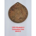 COMMEMORATIVE COIN PENDANT QUEEN ELIZABETH II CORONATION 1953