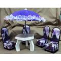 Barbie patio set  - 4 x Chairs, Table and umbrella