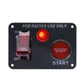 12V Red Ignition Switch Panel, Car Engine Start Push Button, LED Toggle Panel 2 in 1