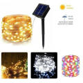 10m 100led Solar LED Light String Outdoor Waterproof  Wire Holiday Christmas Decoration white cool