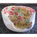 Collectible vintage 1950s/60s Murano Tuti Fruiti bowl or dish, white overlay bottom, no damages