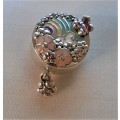 Authentic PANDORA Solid Sterling Silver `Let Your Dreams Blossom` Charm with enamel VGC